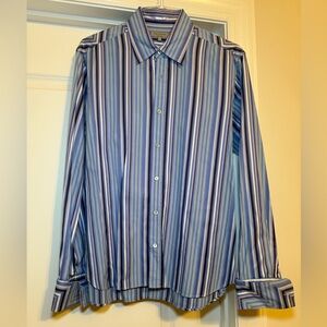 Ted Baker Multicolor French Cuffed Striped Dress Shirt men’s size XL